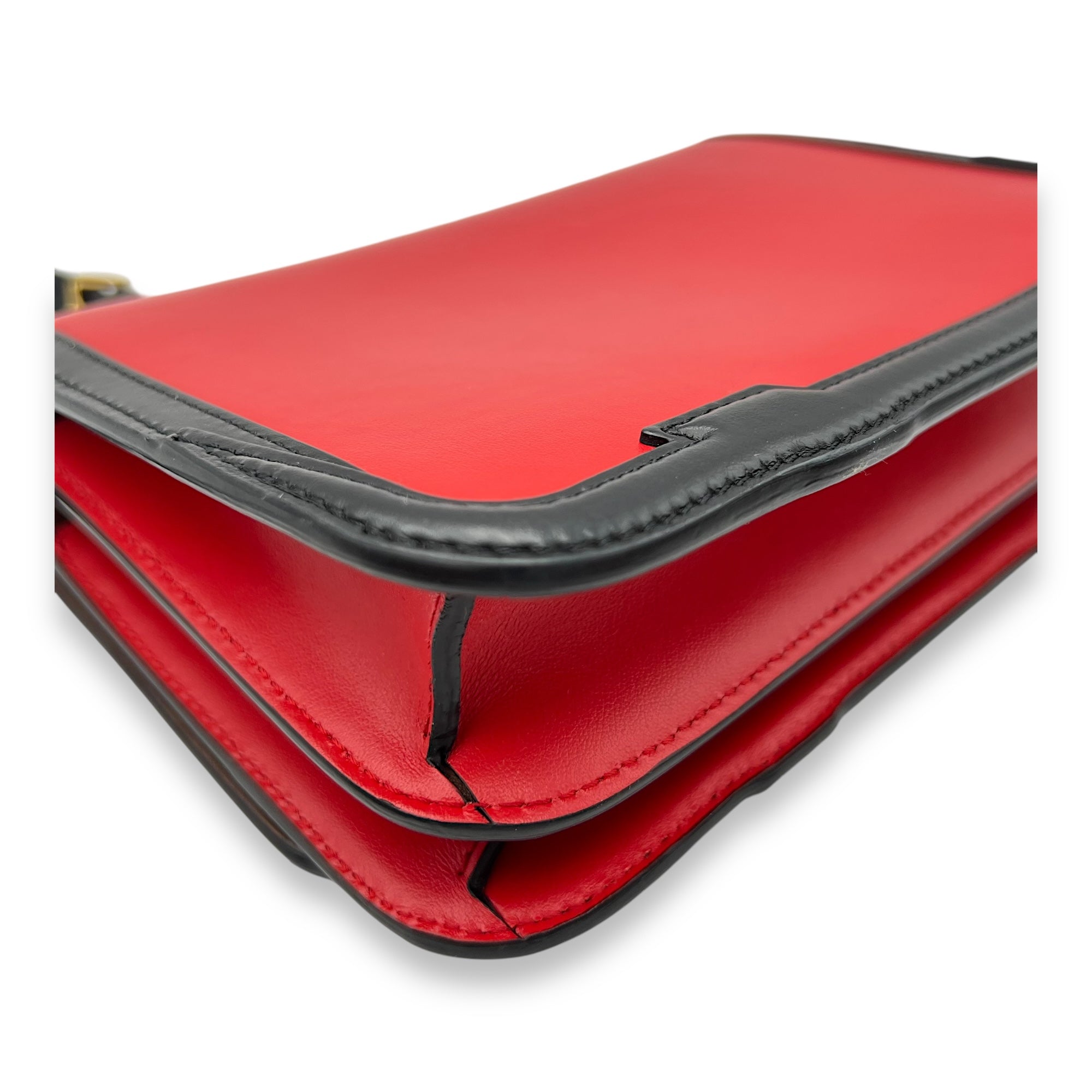 TB Red Crossbody Bag in Calfskin, Gold hardware - Image 12