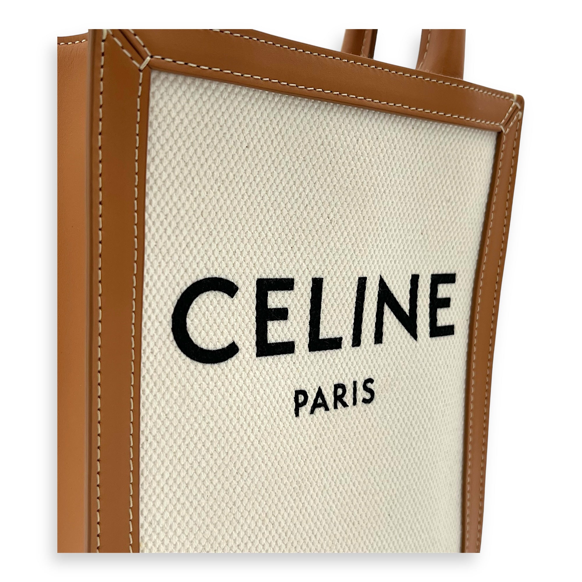 Cabas Top Handle Bag Small Beige in Canvas, Gold hardware - Image 10