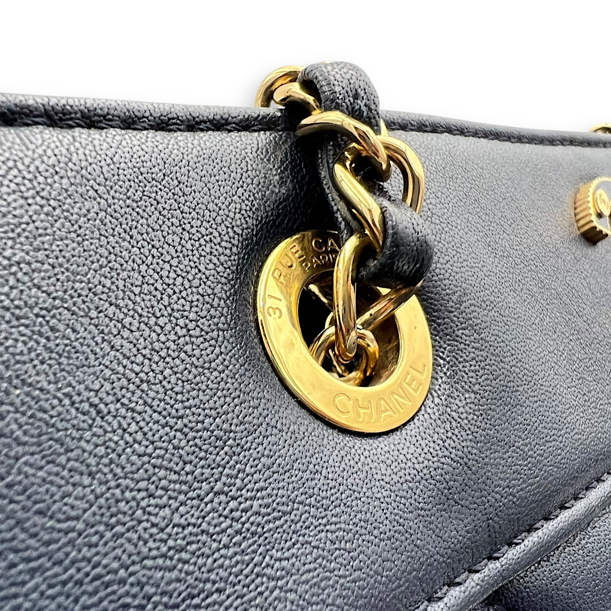 CC Shoulder Bag Blue in Calfskin, Gold hardware - Image 10