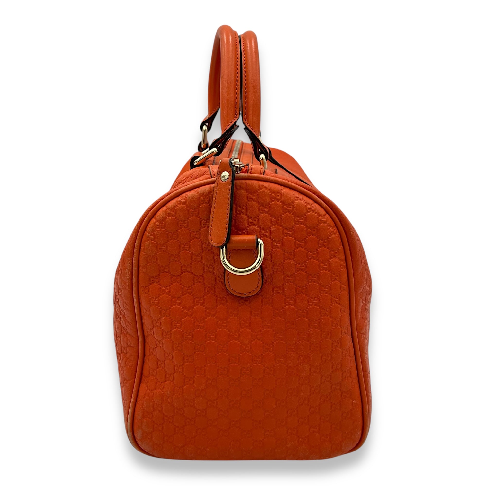 Boston Top Handle Bag Orange in Guccissima Leather, Gold hardware - Image 4