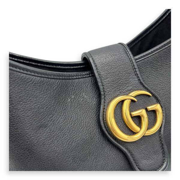 Aphrodite Shoulder Bag Medium Black in Calfskin, Gold hardware - Image 11