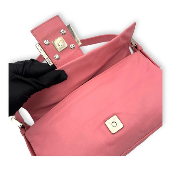 Baguette Shoulder Bag Pink in Calfskin, Silver hardware - Image 11