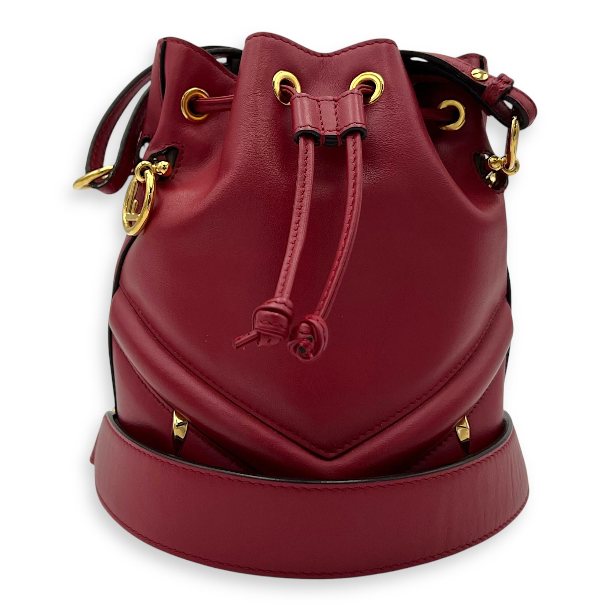 Mon Tresor Bucket Bag Red in Calfskin, Gold hardware - Image 11