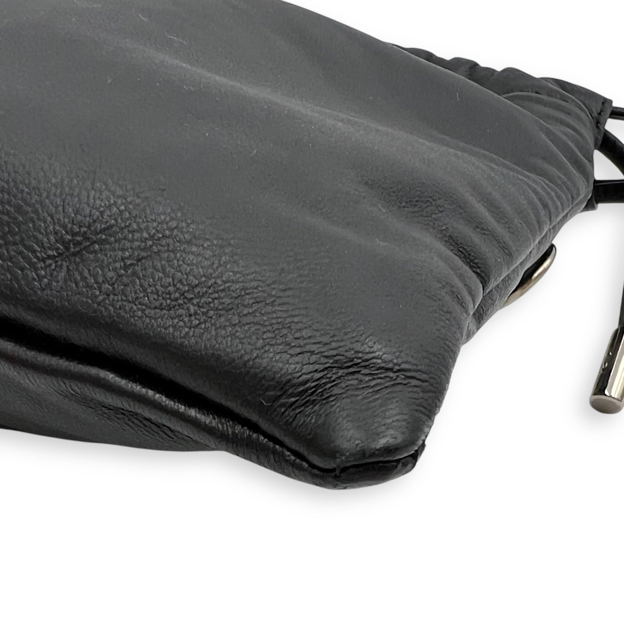 Logo Black Crossbody Bag in Calfskin, Silver hardware - Image 11