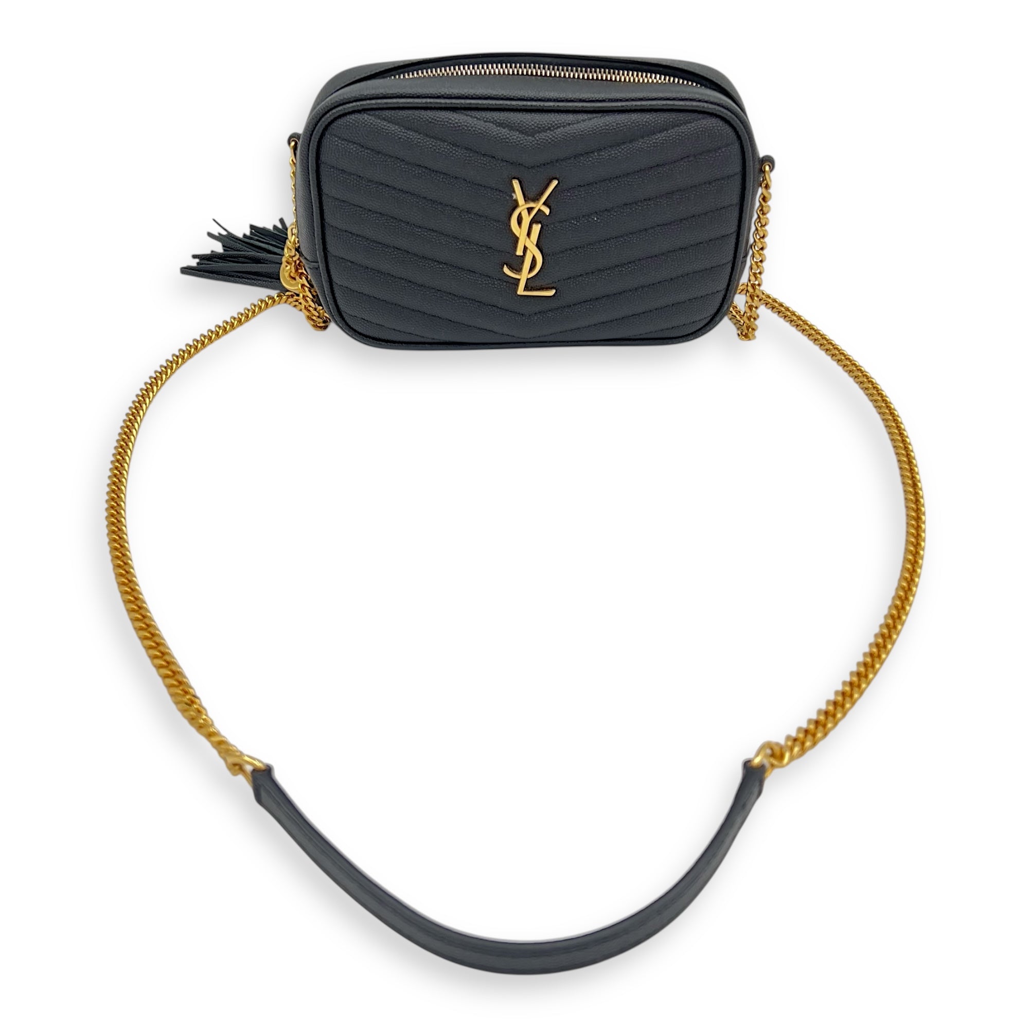 Lou Shoulder Bag Black in Caviar Leather, Gold hardware - Image 11