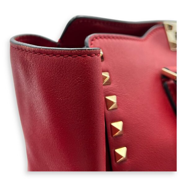 Rockstud Top Handle Bag Red in Calfskin, Gold hardware - Image 12