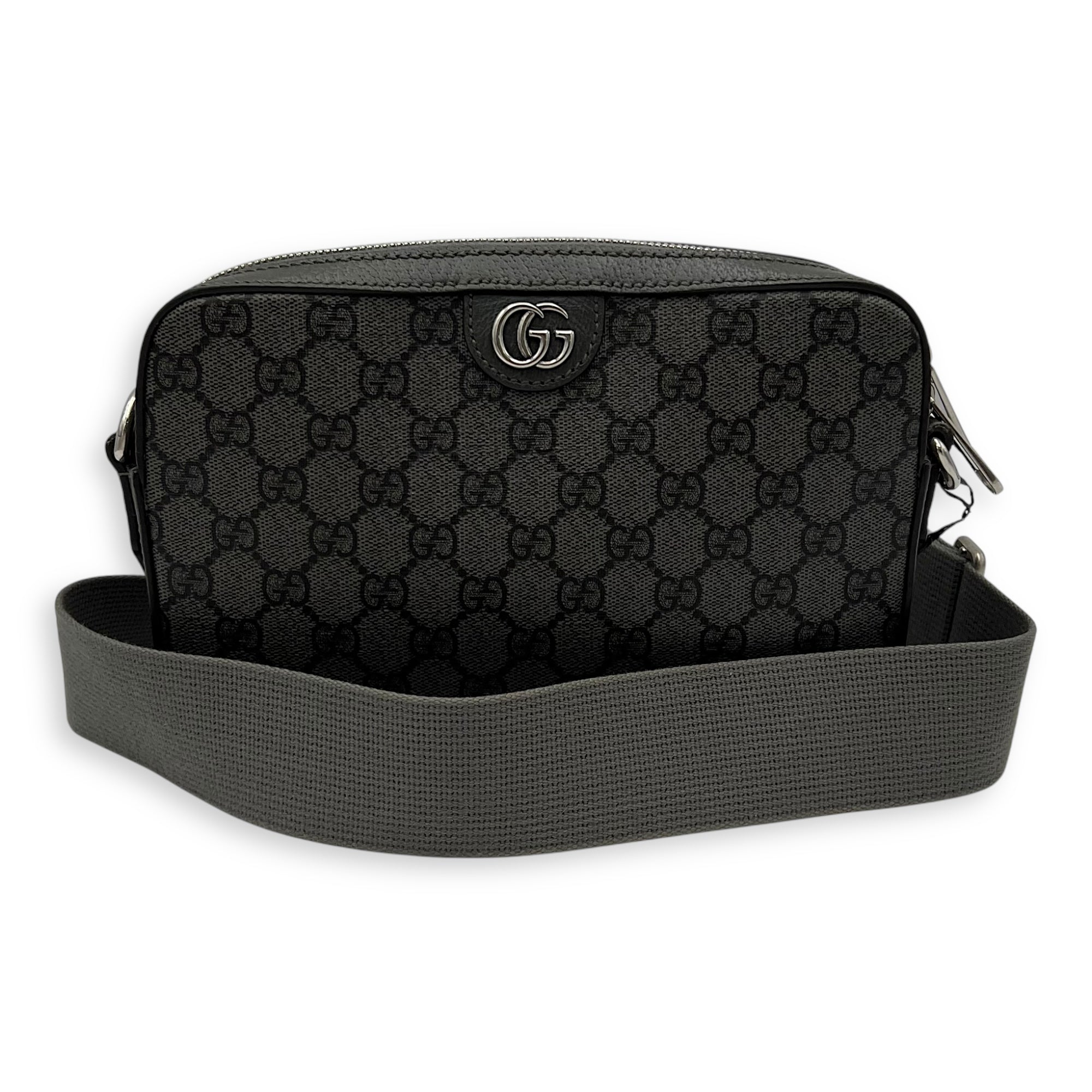 Ophidia Crossbody Bag Black in Coated Canvas, Silver hardware - Image 12