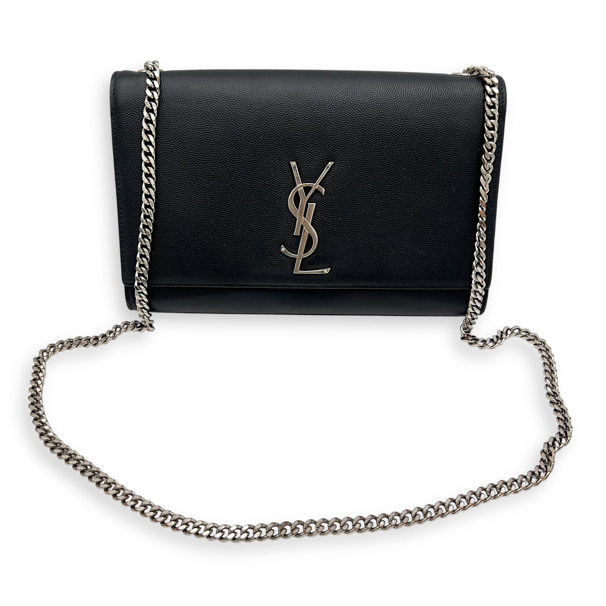 Kate Crossbody Bag Black in Calfskin, Silver hardware - Image 10
