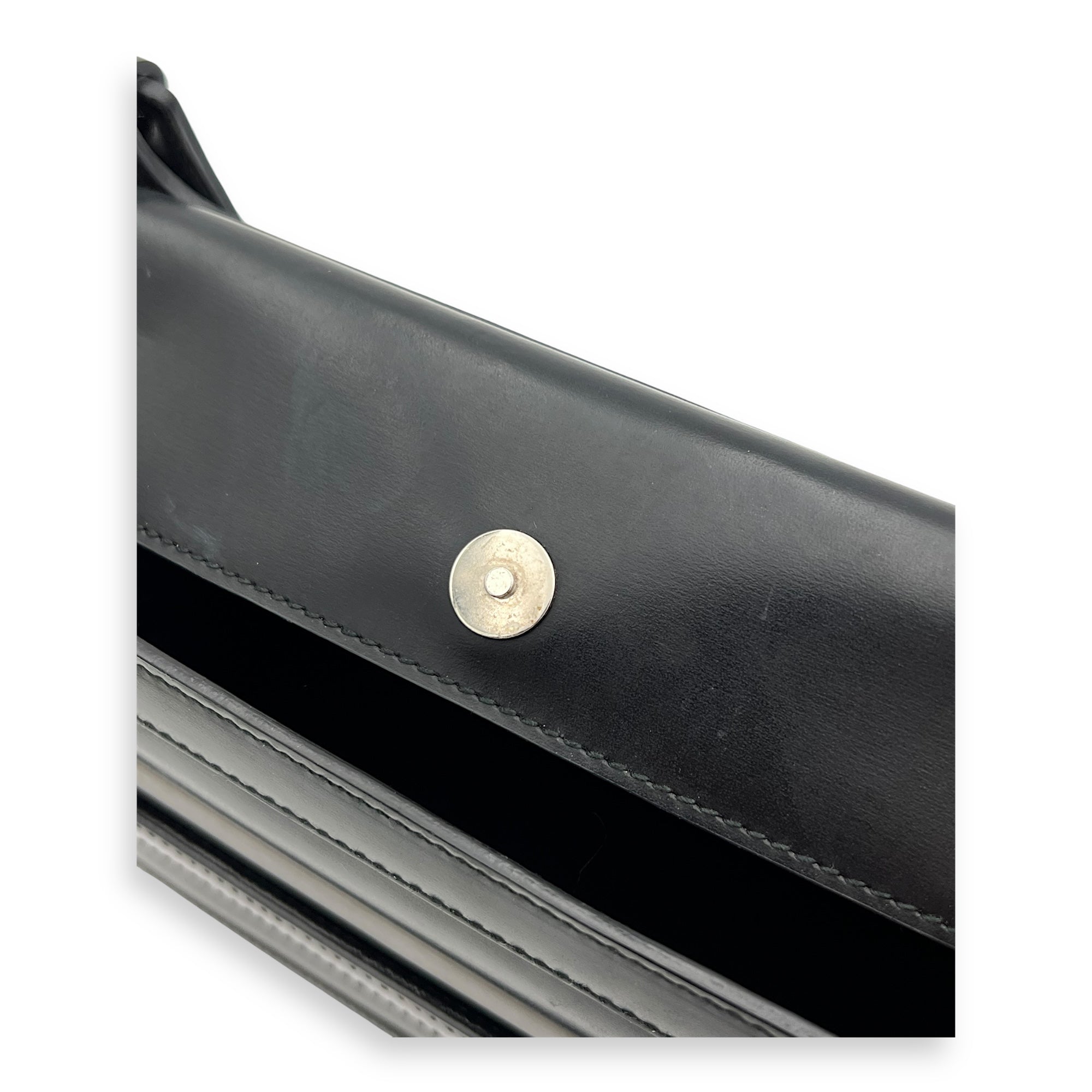 Vintage Top Handle Bag Black in Calfskin, Silver hardware - Image 7