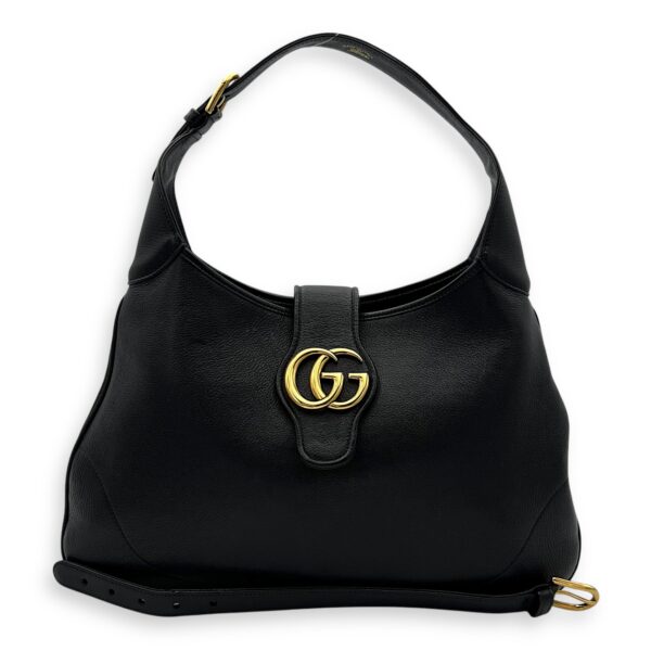 Aphrodite Shoulder Bag Medium Black in Calfskin, Gold hardware - Image 13