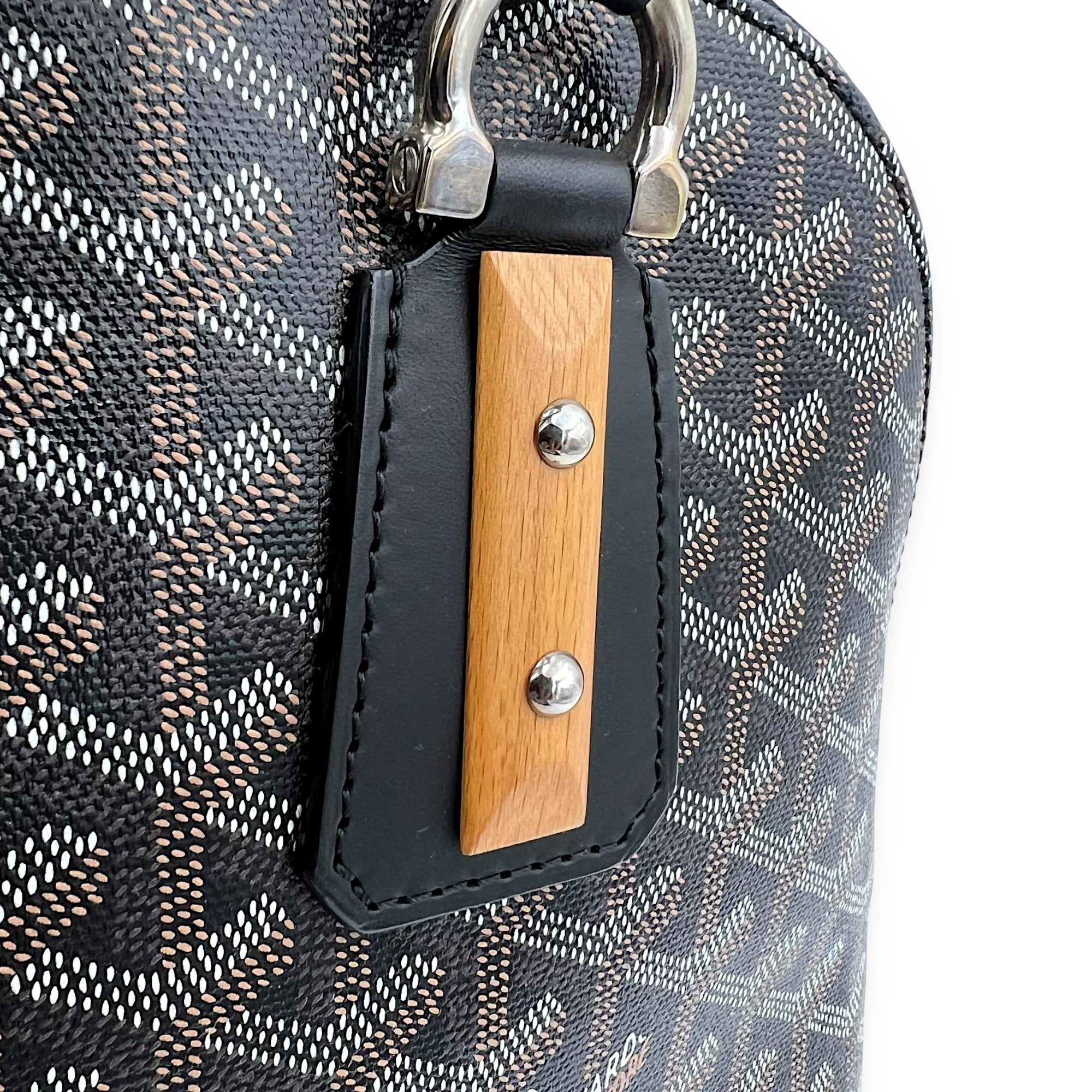 Vendome Top Handle Bag Black in Coated Canvas, Silver hardware - Image 13