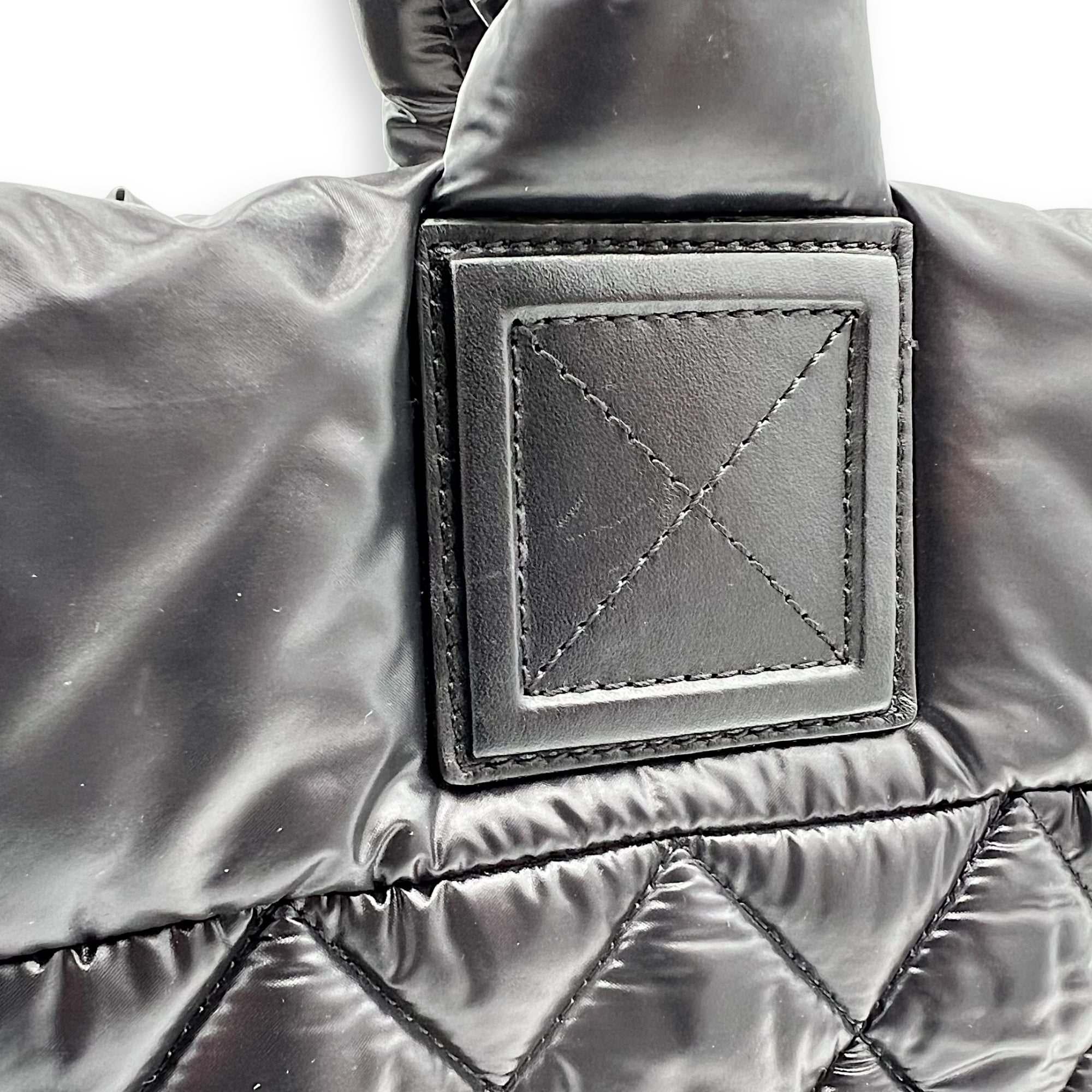 Coco Cocoon Tote Bag Black in Nylon, Silver hardware - Image 12