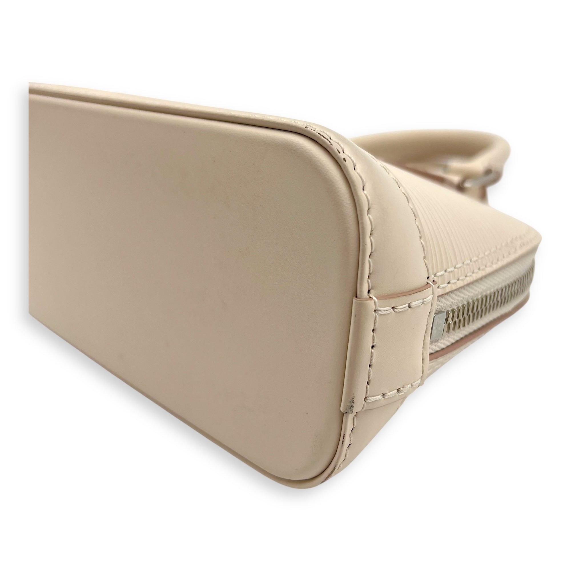 Alma Top Handle Bag Nano White in Epi Leather, Silver hardware - Image 13