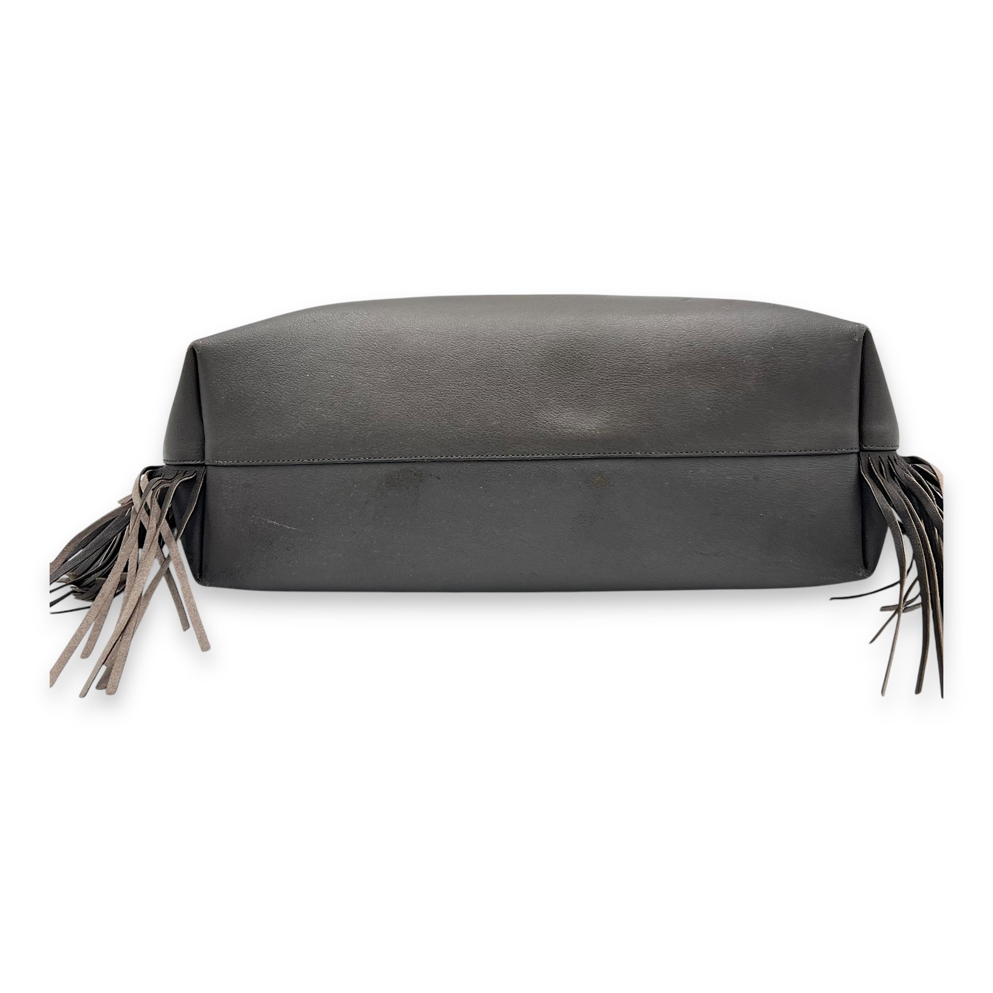 East West Shopping Fringe Tote Bag Grey in Calfskin, Silver hardware - Image 6