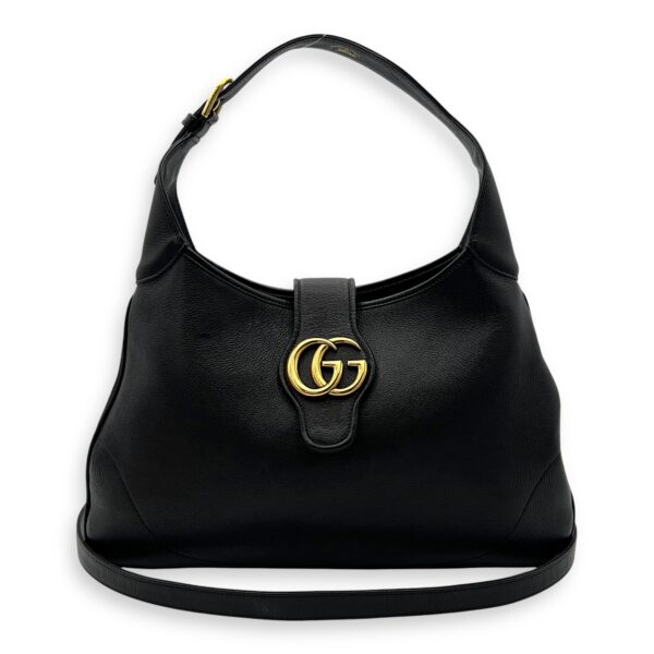 Aphrodite Shoulder Bag Medium Black in Calfskin, Gold hardware - Image 14