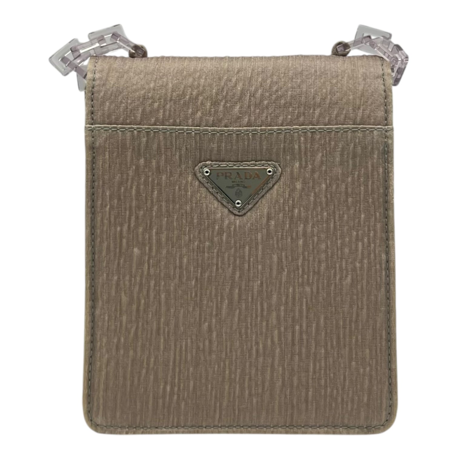 Logo Beige Shoulder Bag in Fabric, Silver hardware