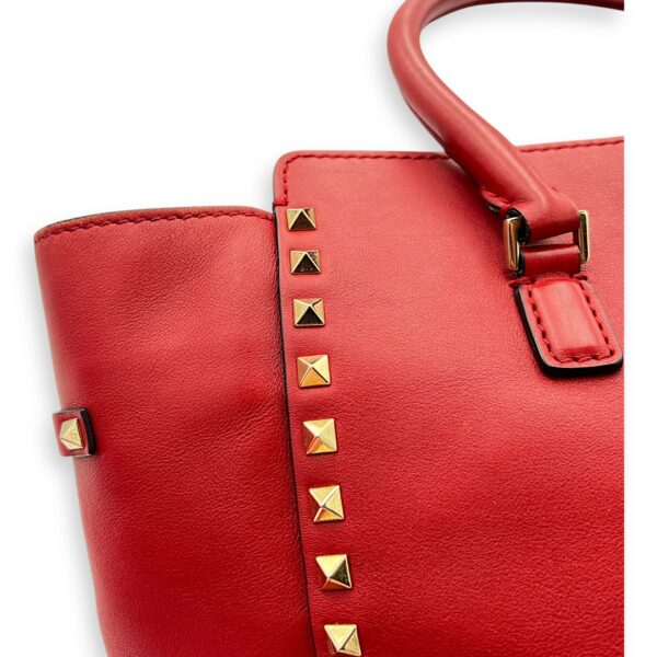 Rockstud Top Handle Bag Red in Calfskin, Gold hardware - Image 15