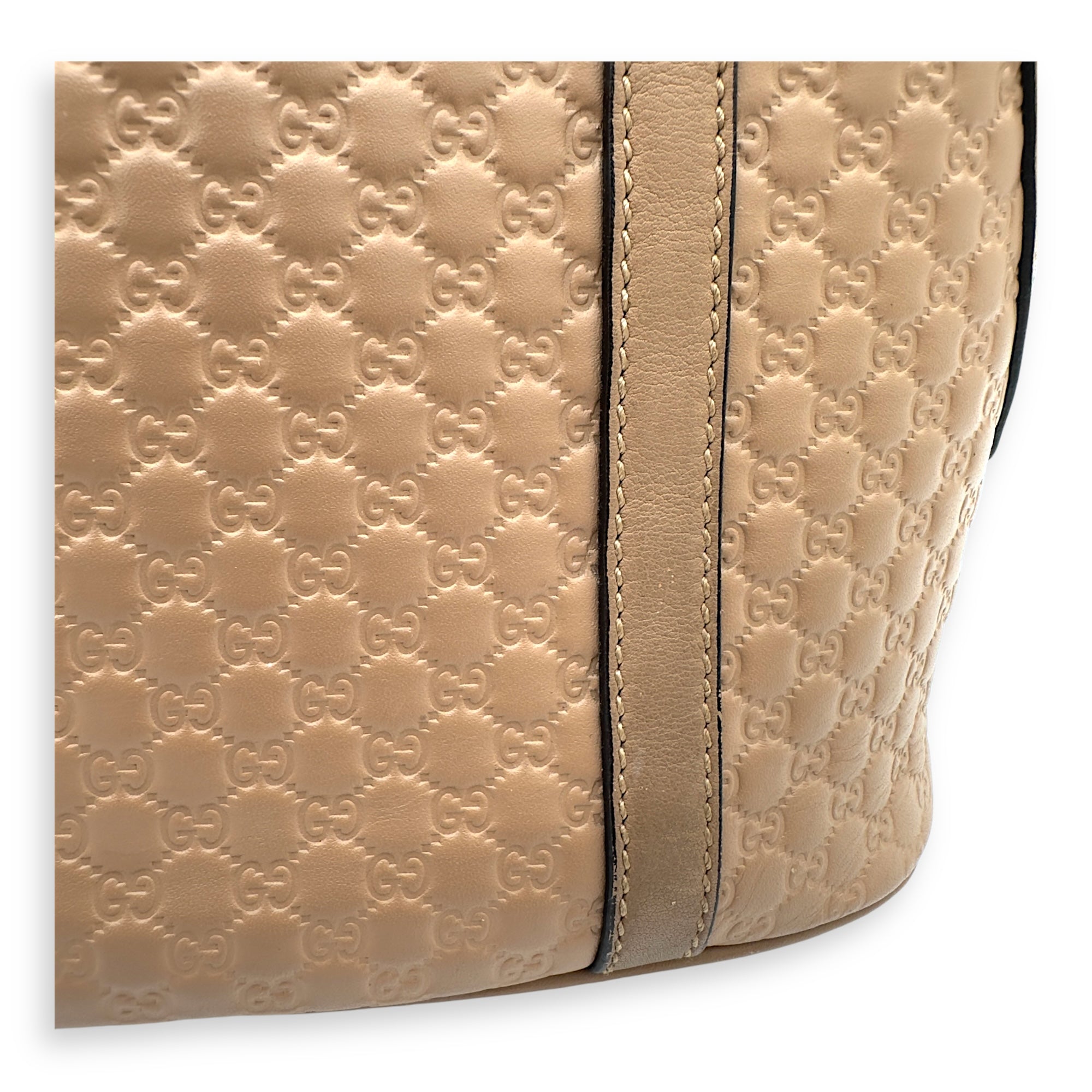 Dome Top Handle Bag Beige in Calfskin, Gold hardware - Image 21