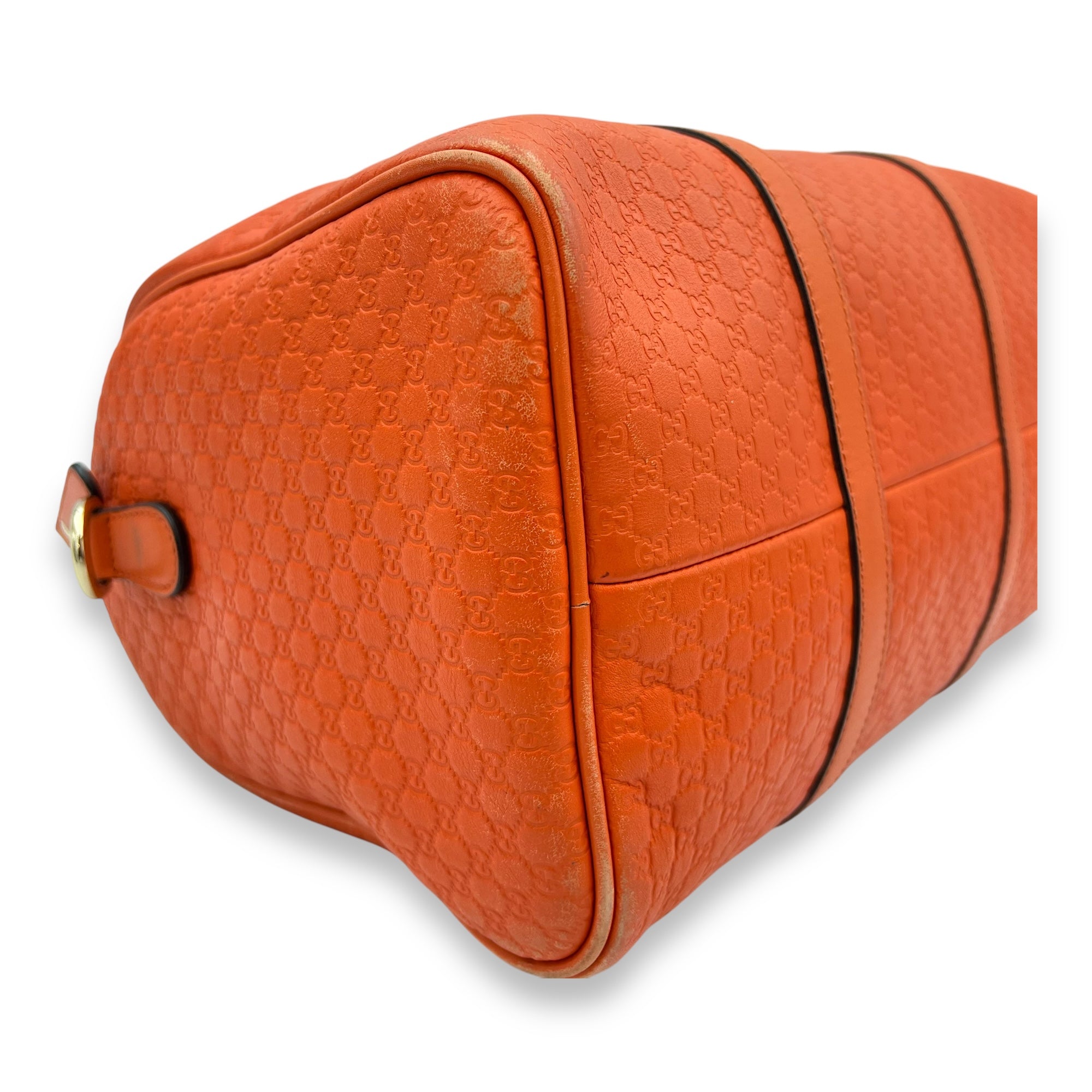 Boston Top Handle Bag Orange in Guccissima Leather, Gold hardware - Image 10