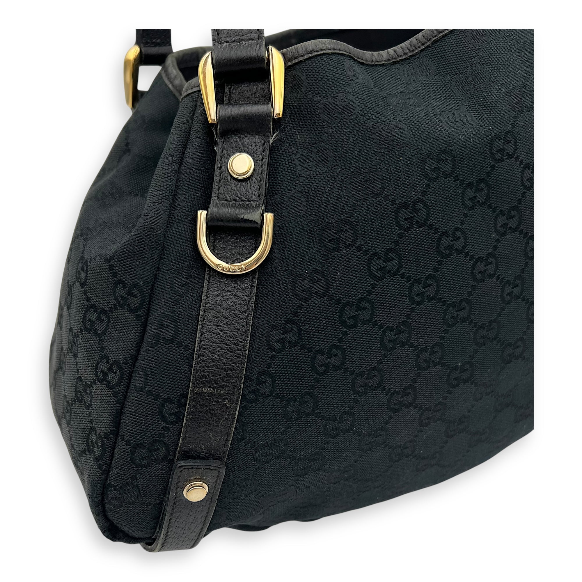 GG Shoulder Bag Black in Canvas, Gold hardware - Image 14