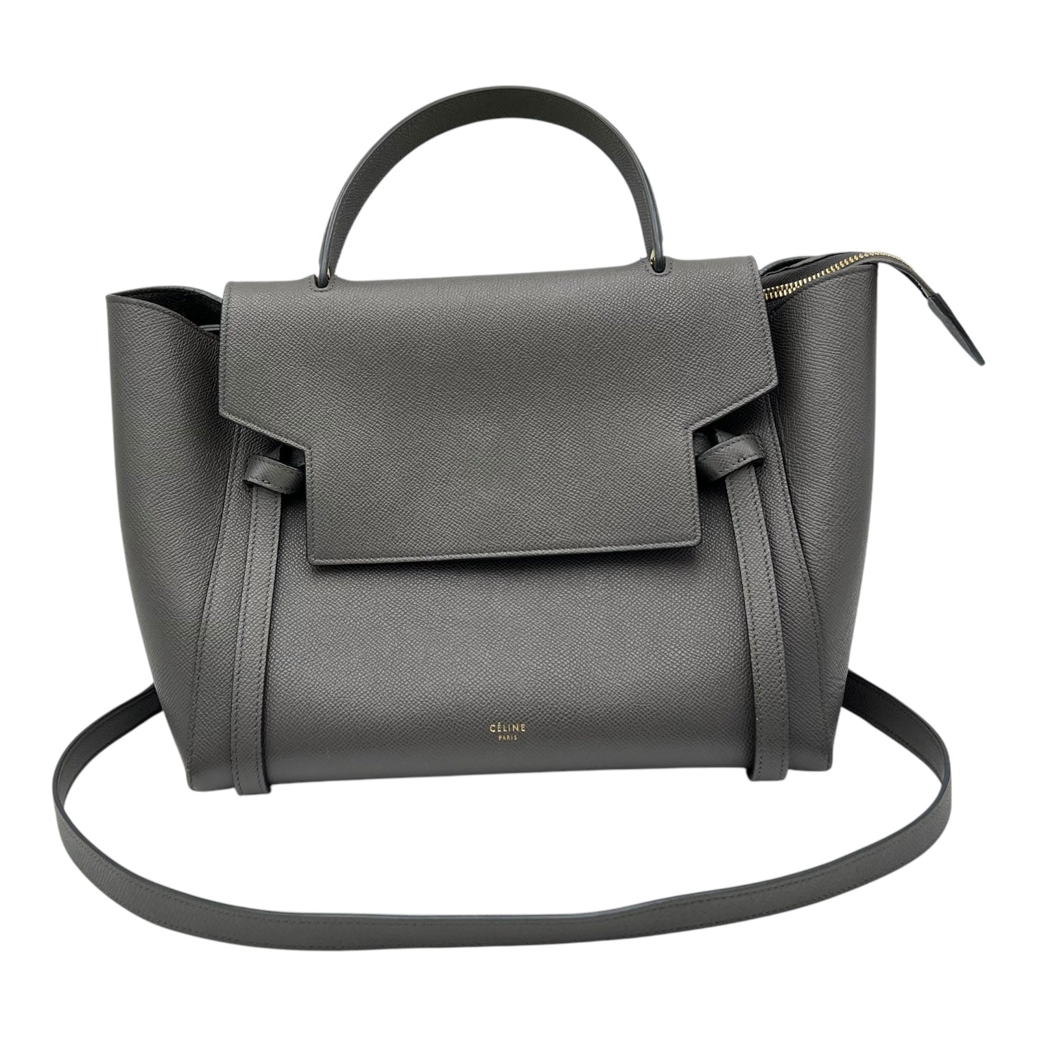Belt Bag Mini Grey Top Handle Bag in Calfskin, Gold hardware - Image 12