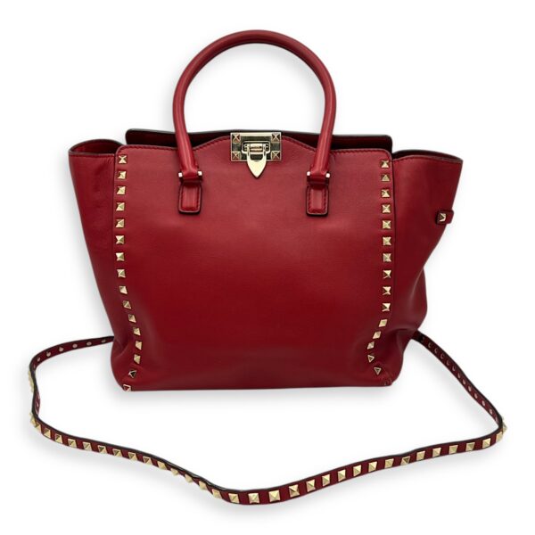 Rockstud Top Handle Bag Red in Calfskin, Gold hardware - Image 21