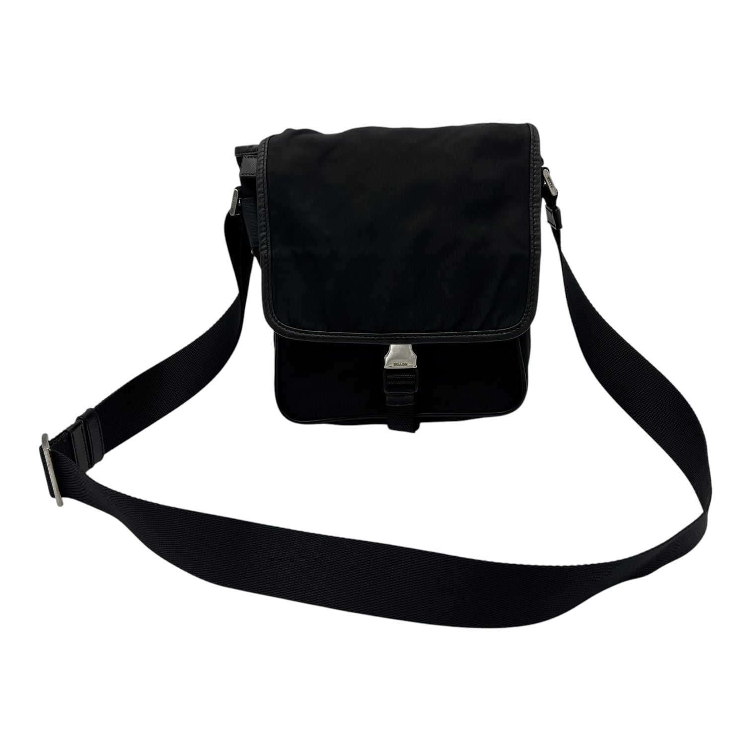 Logo Crossbody Bag Black in Nylon, Silver hardware - Image 13