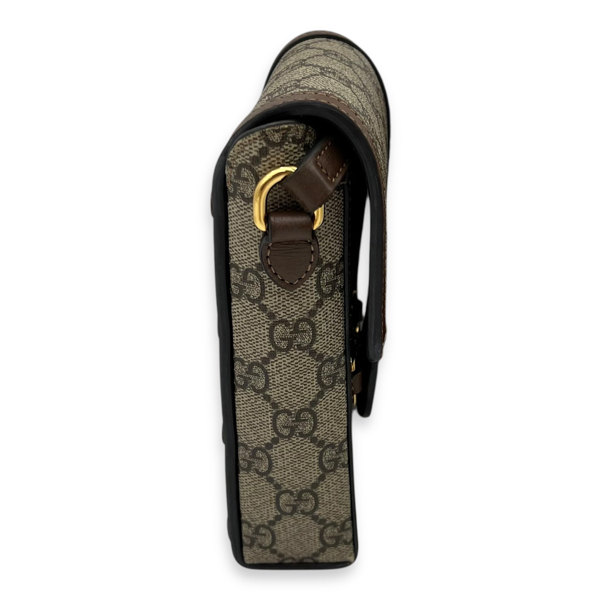 Horsebit 1955 Shoulder Bag Brown in Monogram Coated Canvas, Gold hardware - Image 5