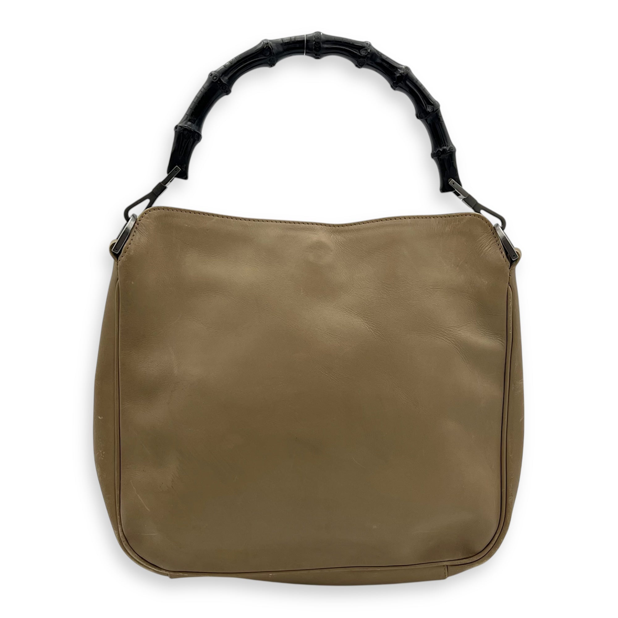 Bamboo Top Handle Bag Beige in Calfskin, Silver hardware - Image 3