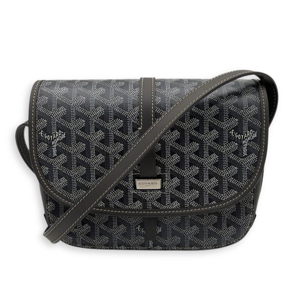 Belvedere Crossbody Bag Grey in Coated Canvas, Silver hardware - Image 11