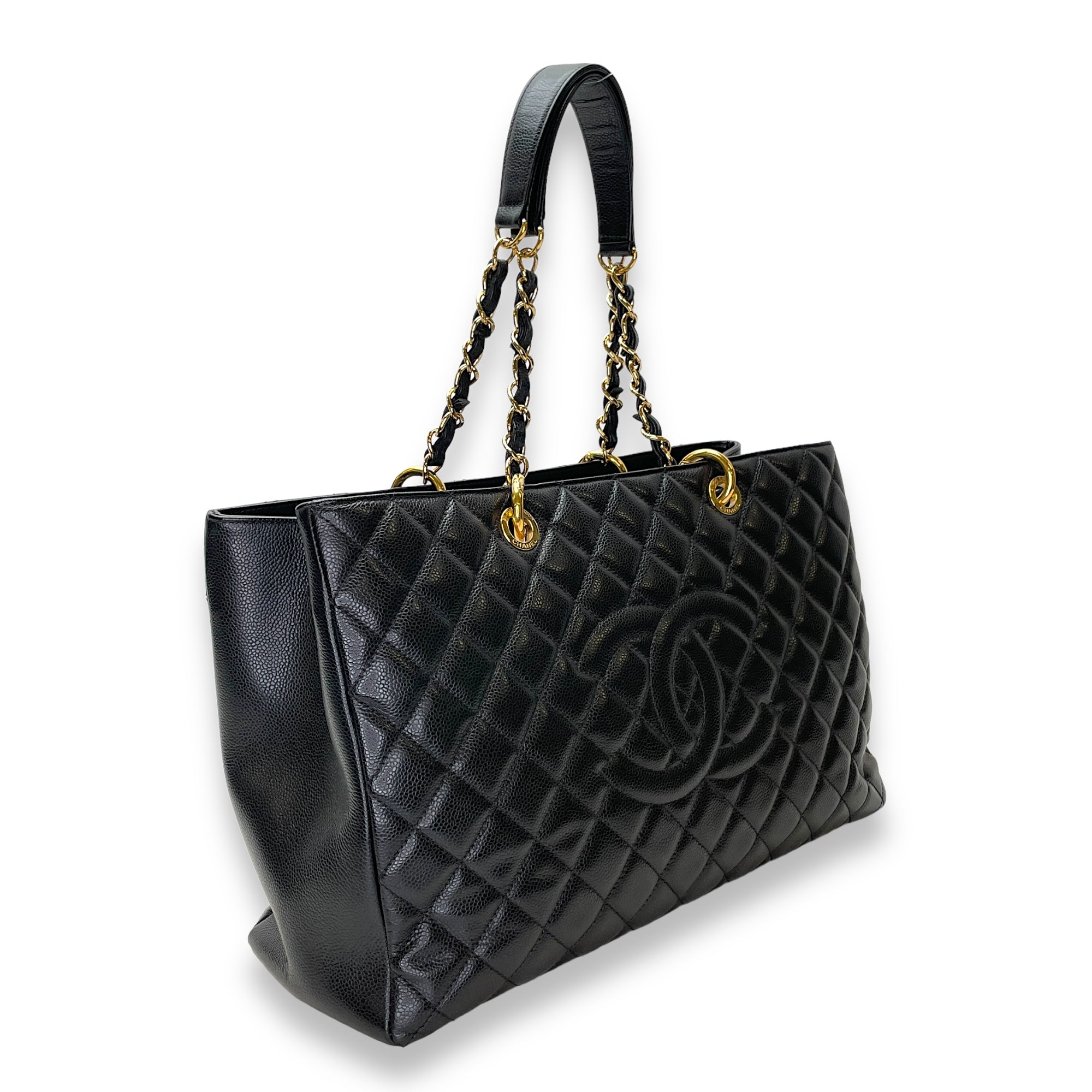 GST XL Black Shoulder Bag in Caviar Leather, Gold hardware - Image 4