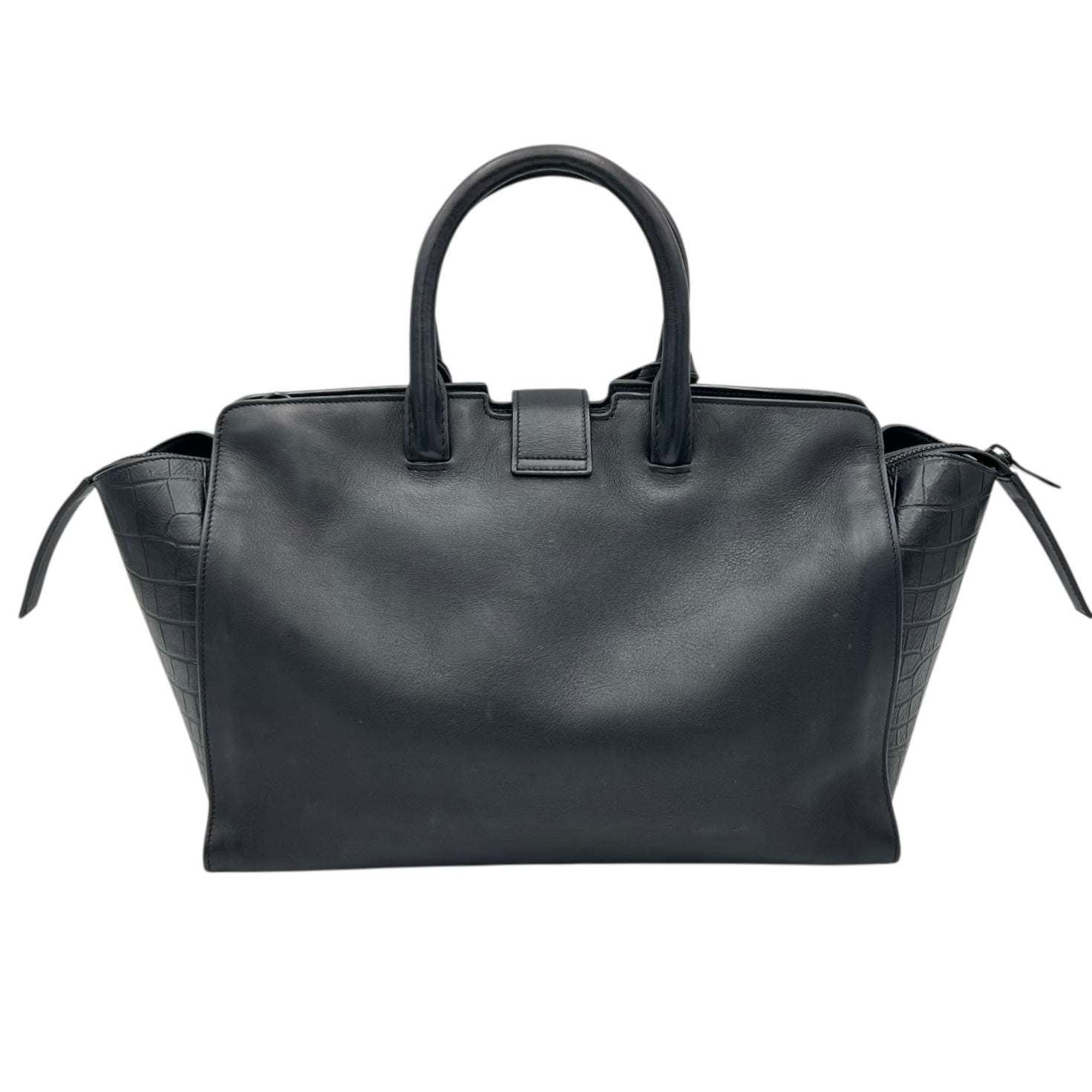 Cabas Top Handle Bag Black in Calfskin, Lacquered Metal hardware - Image 3