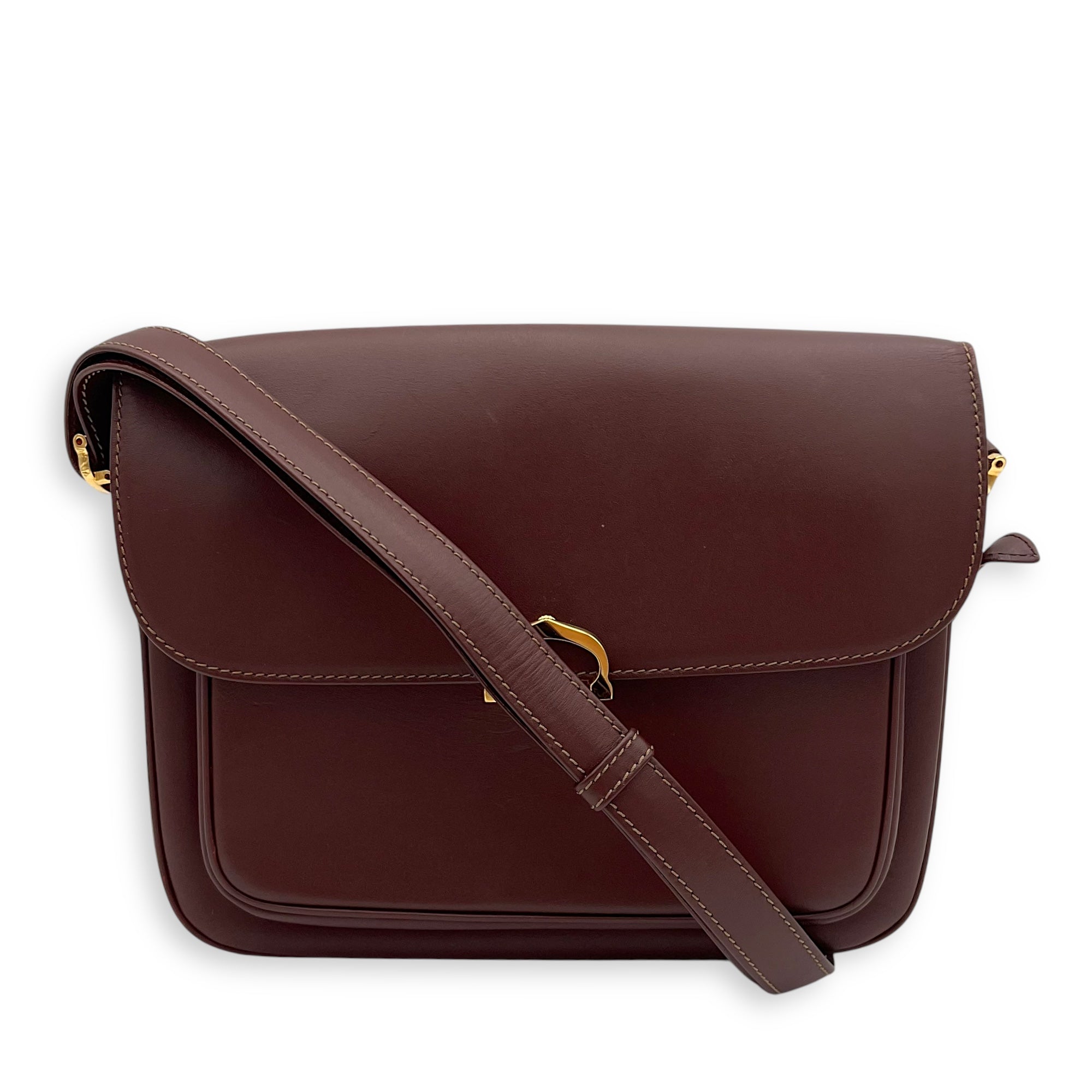 Vintage Red Shoulder Bag in Calfskin, Gold hardware - Image 15