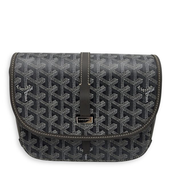 Belvedere Crossbody Bag Grey in Coated Canvas, Silver hardware