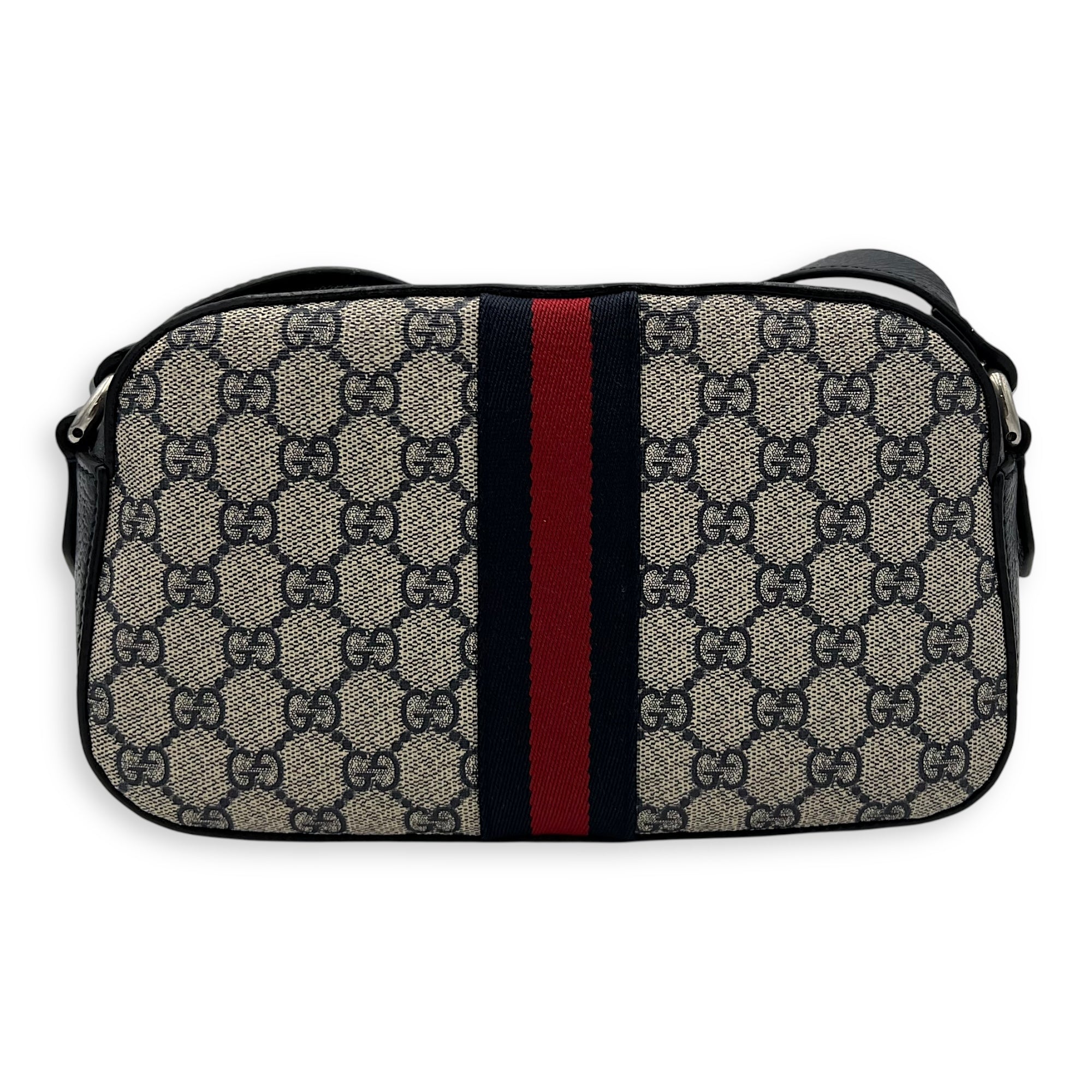 Ophidia Crossbody Bag Blue in Coated Canvas, Silver hardware - Image 3