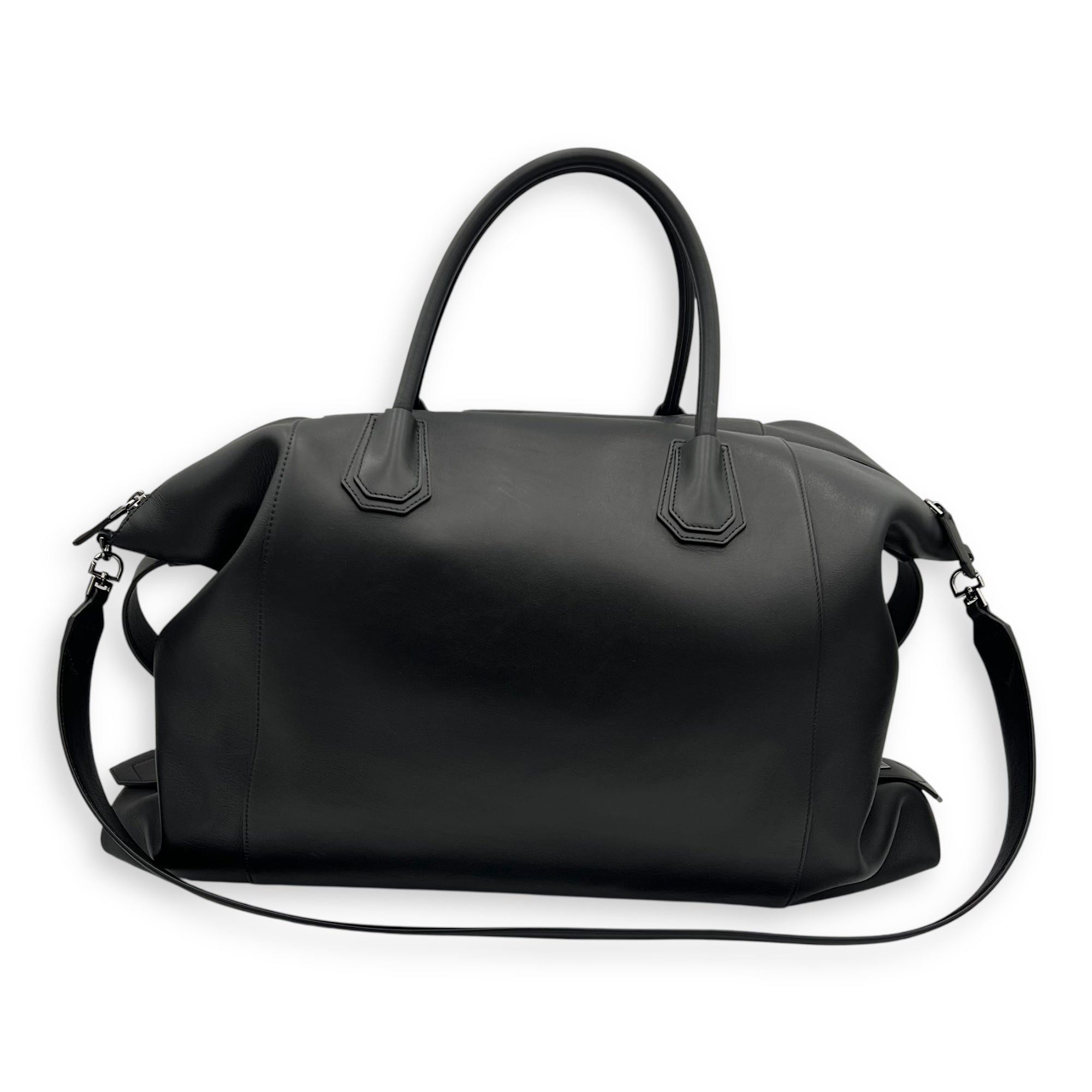 Antigona Maxi Black Duffle Bag in Calfskin, Silver hardware - Image 3