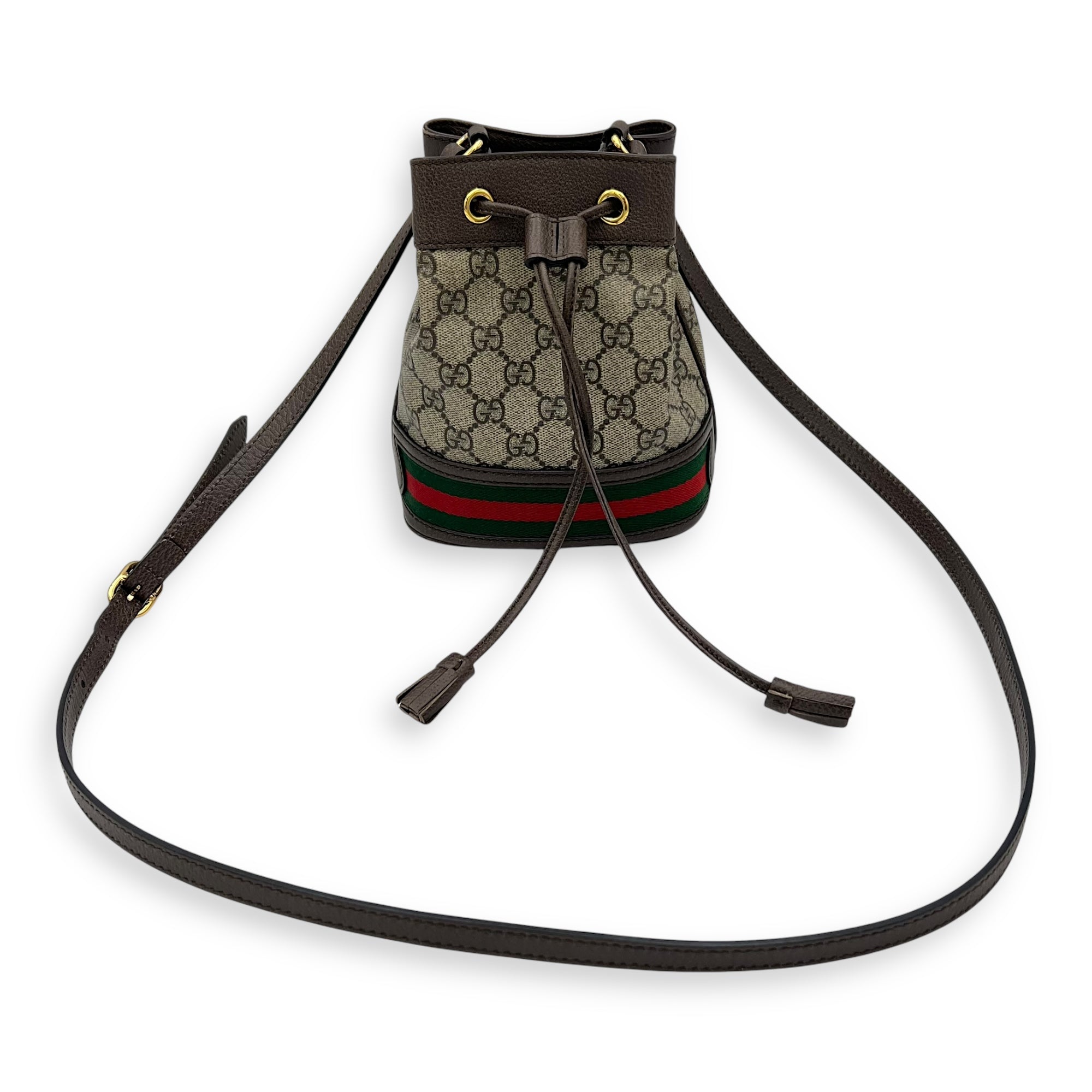 Ophidia Brown Bucket Bag in Monogram Coated Canvas, Gold hardware - Image 12