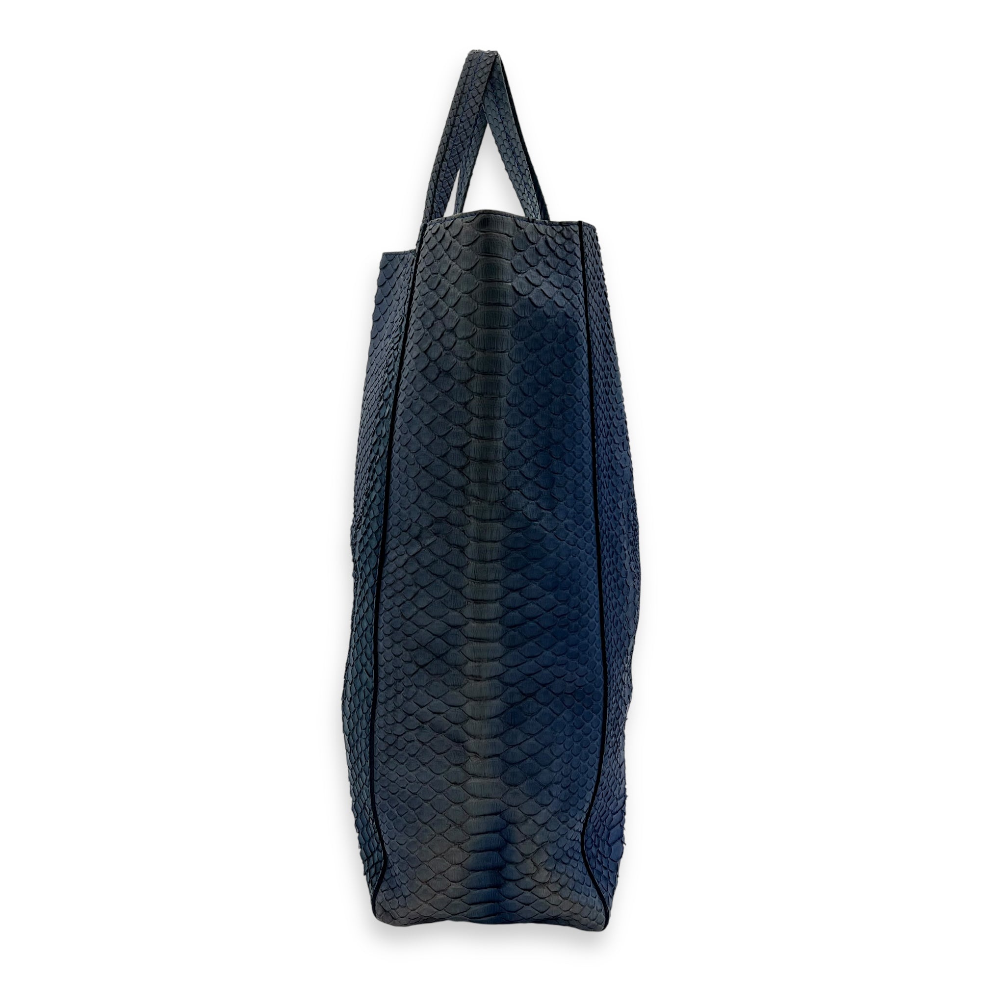 Cabas Tote Bag Blue in Python Leather, Gold hardware - Image 4