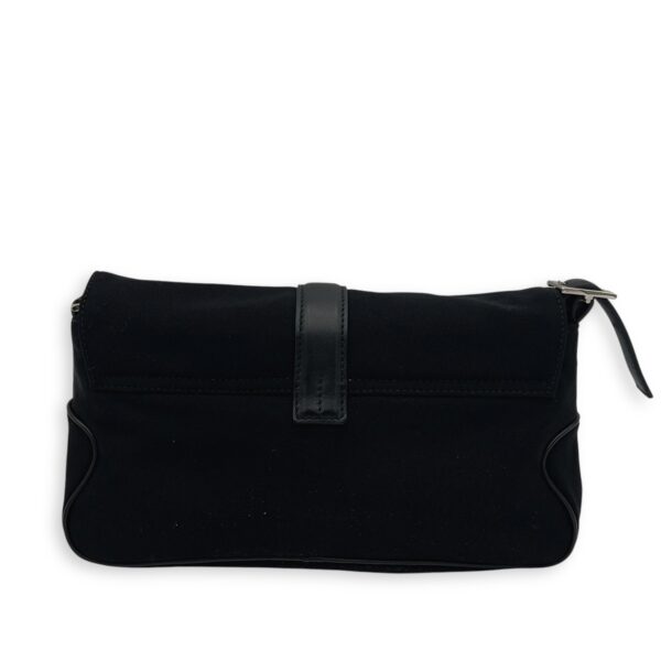 Logo Black Shoulder Bag in Canvas, Silver hardware - Image 3