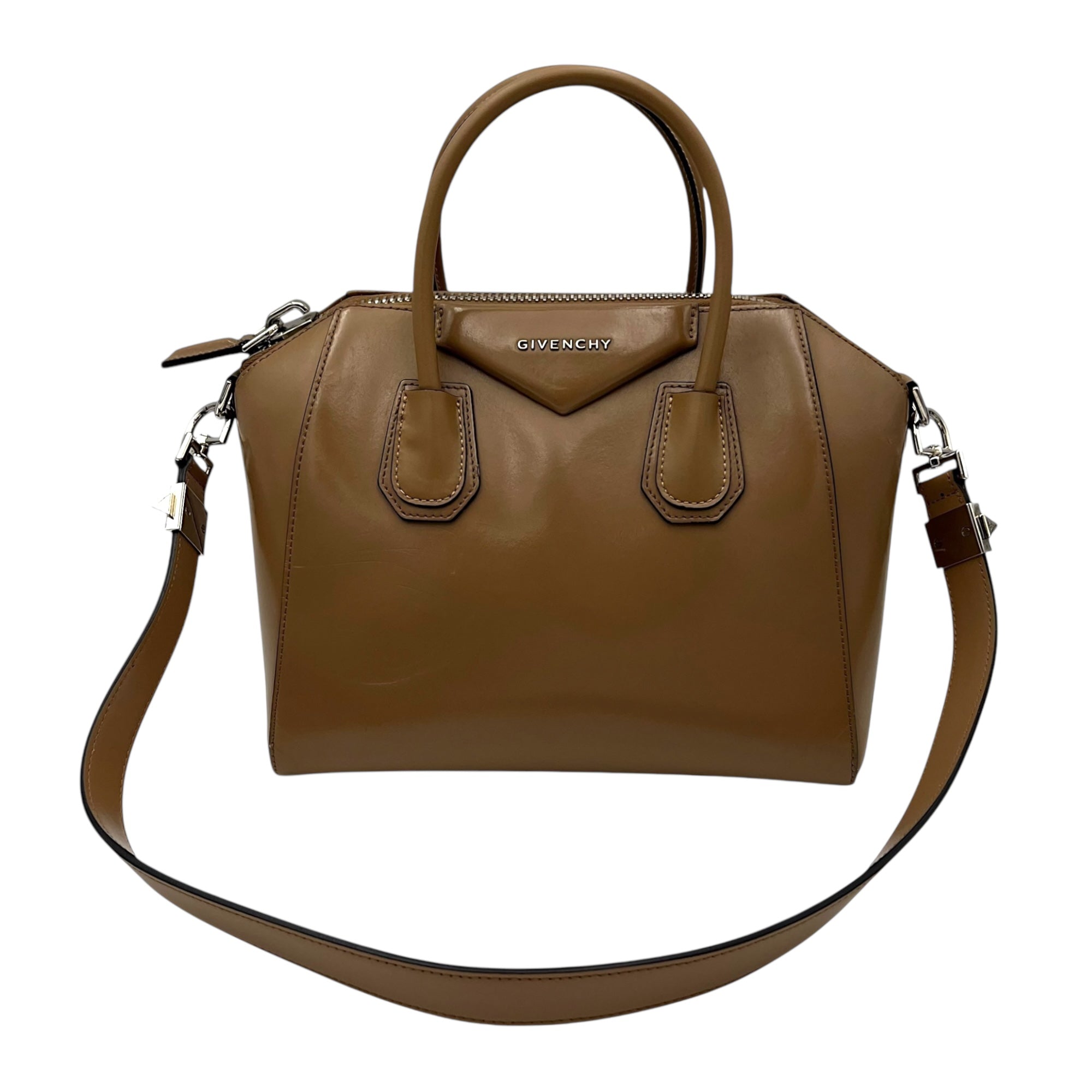 Antigona Beige Top Handle Bag in Calfskin, Silver hardware - Image 14