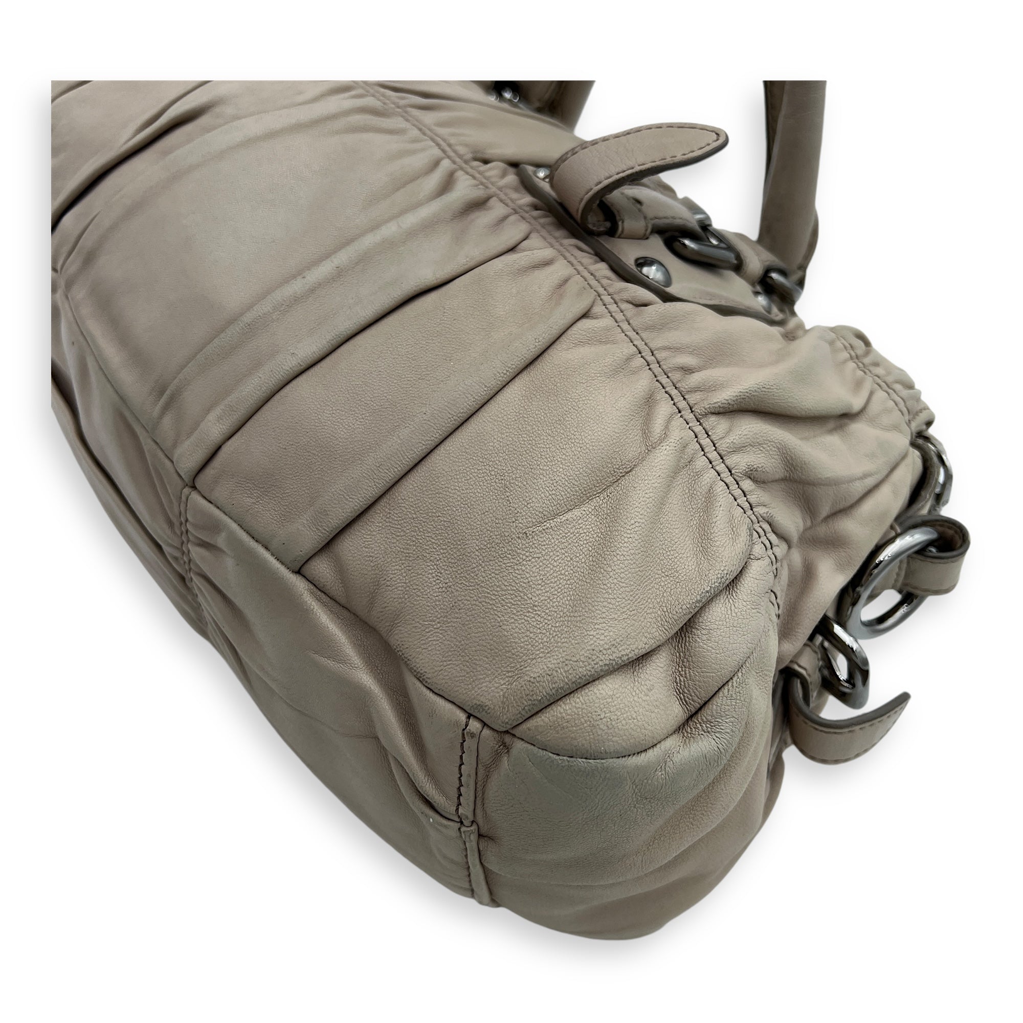 Gaufre Satchel Beige Top Handle Bag in Lambskin, Silver hardware - Image 21