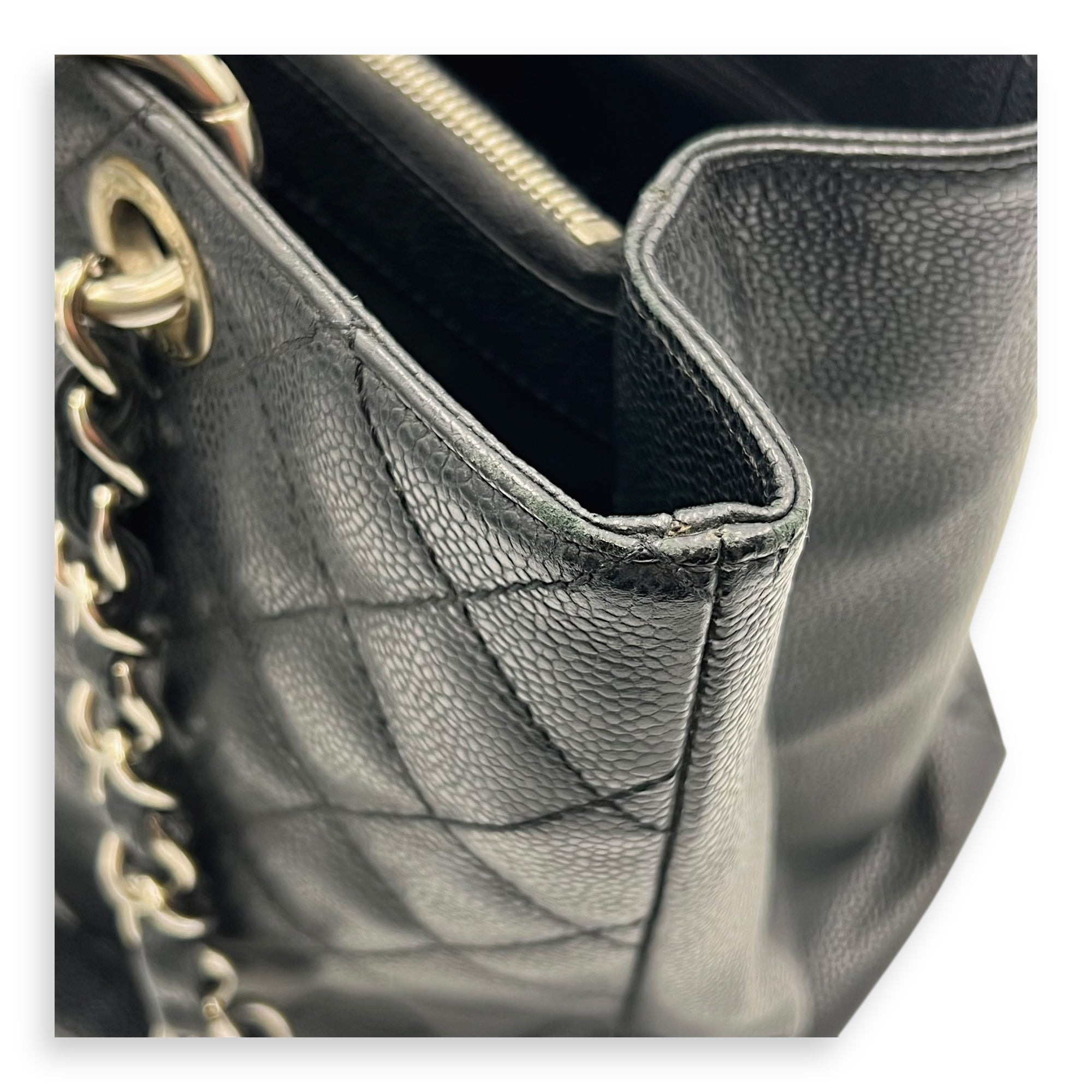 GST Tote Bag Black in Caviar Leather, Silver hardware - Image 13