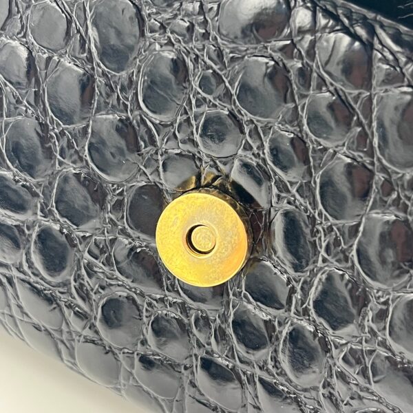 Vara Bow Shoulder Bag Black in Crocodile Leather, Gold hardware - Image 12
