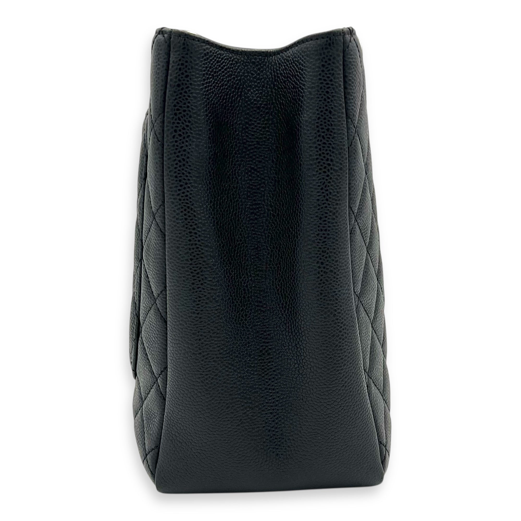 GST Tote Bag Black in Caviar Leather, Silver hardware - Image 4