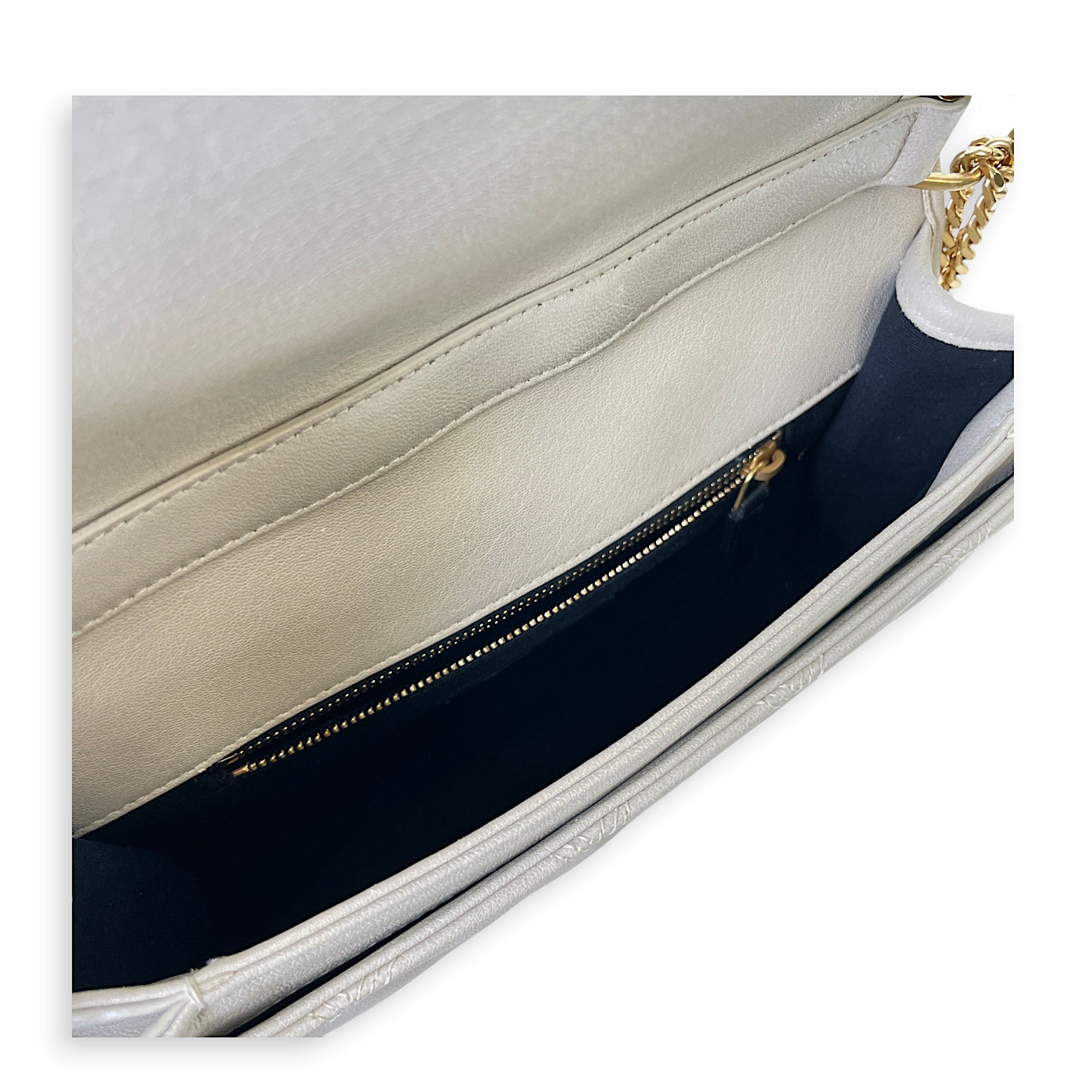 Becky Cream Shoulder Bag in Calfskin, Gold hardware - Image 10