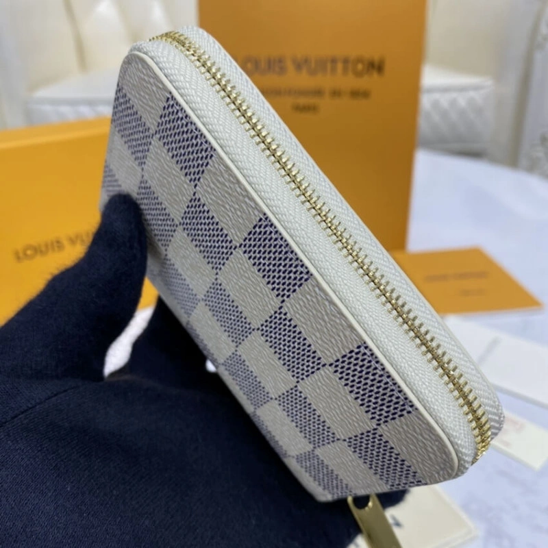 2 large g Louis Vuitton Damier Azur Zippy Coin Purse Beige - Image 5