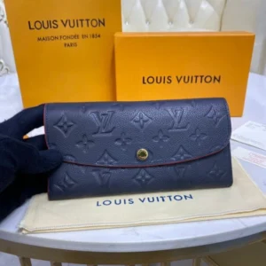 Marine Louis Vuitton Monogram Empreinte Emilie Wallet Marine Rouge