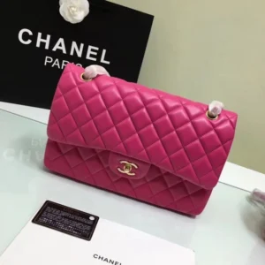 GoAnywhere CHANEL 1112 Rose Red large Size 30 Lambskin Leather Flap Bag With Gold Silver Hardware 850