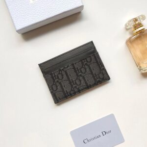 Dior 30 Montaigne Card Holder Oblique Motif Canvas With CD Icon Signature Black