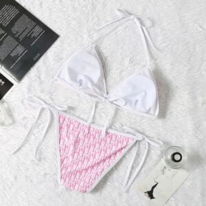 Dior Bikini Women Oblique Motif Lycra Pink